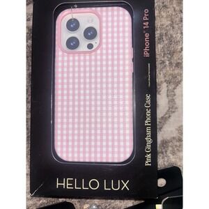 HELLO LUX IPHONE 14 Pro CASE - Pink White Gingham